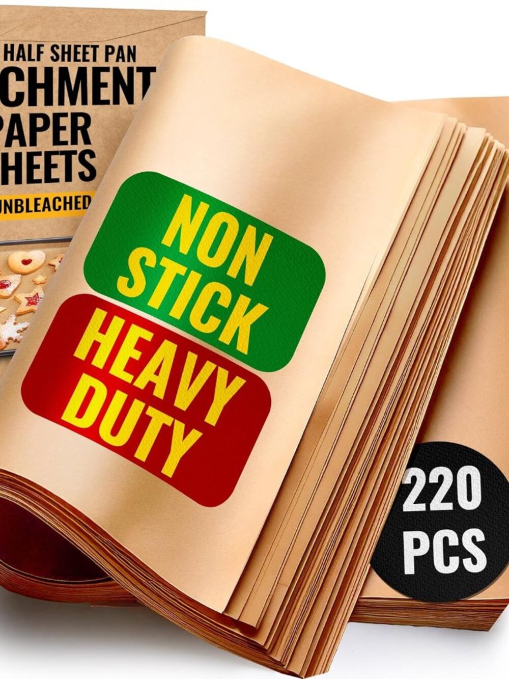220PCS Parchment Paper Baking Sheets 12x16 Inches Precut Non-Stick & Unbleached